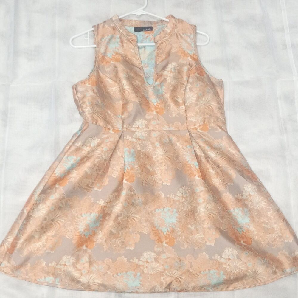Ladakh Miss Saigon coral floral jacquard dress.